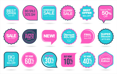 Set of discount price badges and sale stickers isolated on white background vector 