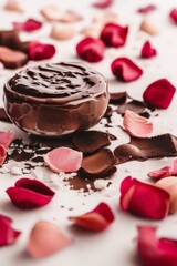 Obraz na płótnie Canvas chocolate and rose petals