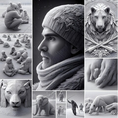 A photo showcase capturing the global talent on display at the International Snow Sculpture Art Expo, featuring stunning images of detailed snow creations.