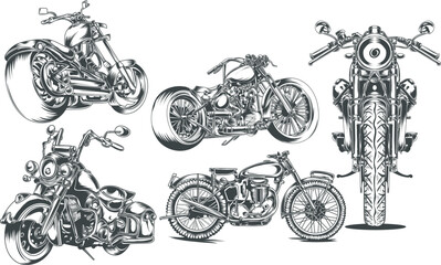 vector of motorcycle isolated on a white background—monochrome style.