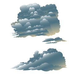 Vector illustration of cartoony sky cloud elements