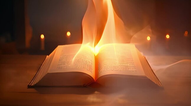 Open book with light on, motivation and achievement concept