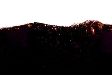 Black water or Coca Cola curved waves splashing, refreshing appearance for drinking.