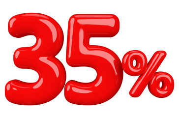 35 percent off sale red 3d number render