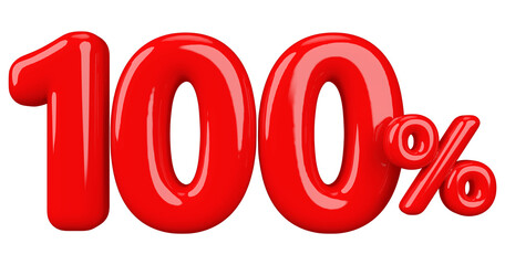 100 percent off sale red 3d number render