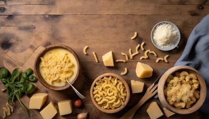 Fototapeta na wymiar Macaroni and Cheese: Pasta combined with a creamy cheese