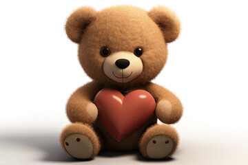 Obraz premium teddy bear with red heart on white background