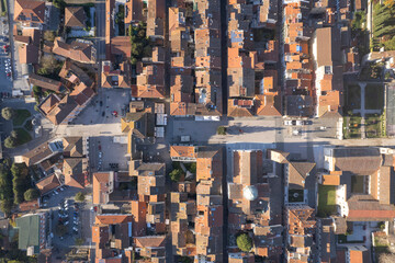 Aerial view of the square of Pietrasanta Versilia Italy