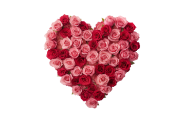 Valentine's day heart made out of roses on isolated background
