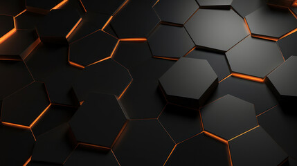 Abstract futuristic background illustration with dark shiny hexagons