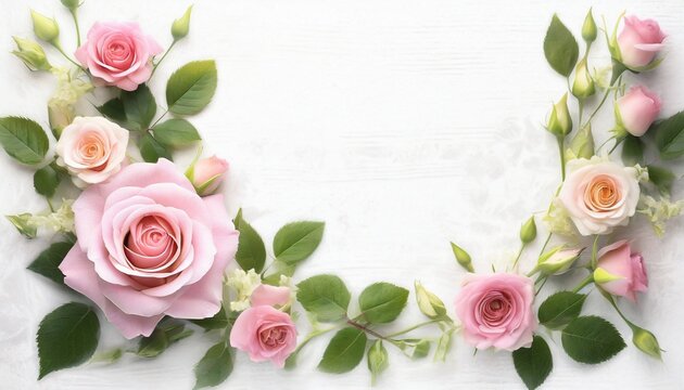Background of Roses and Flowers - Romantic Concept for Valentine or Mother's Day