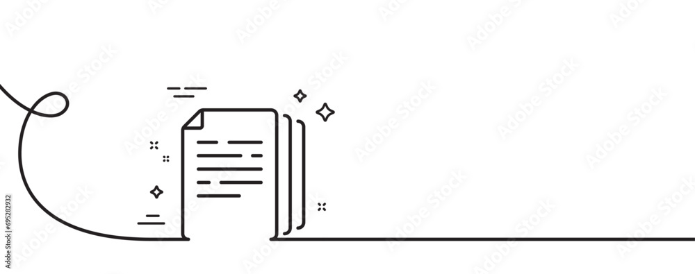 Poster copy documents line icon. continuous one line with curl. doc file duplicates sign. office note symbo