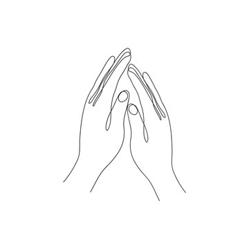 Touch of two hands in one line art style
