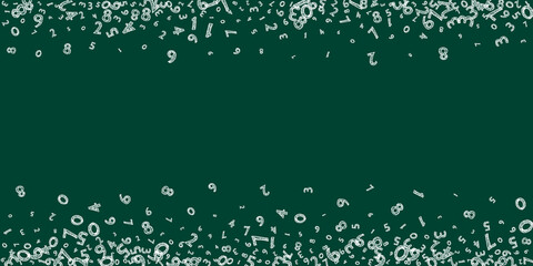 Falling childish chalk numbers. Math study concept with flying digits. Magnificent back to school mathematics banner on blackboard background. Falling numbers illustration. © Begin Again