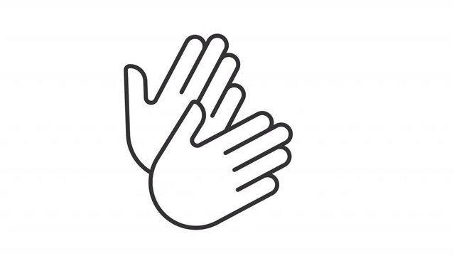 2D black simple thin line animation of hands clasped icon, HD video with transparent background, seamless loop 4K video representing hand gesture.