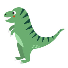Fototapeta premium Cute Tyrannosaurus rex in cartoon style isolated element. Funny dinosaur t-rex of jurassic period for kids design. Prehistorical dino clipart. Vector illustration 