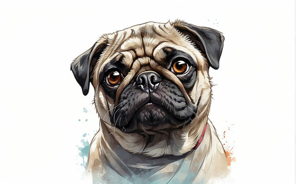 Pug dog portrait, 