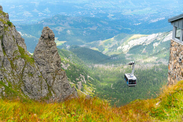 cable car lifting you mountains to the top of Kasprowy Wierch Poland