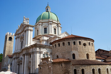 Obraz premium New and old Cathedral of Brescia in Italy