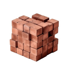 Heap of red bricks isolated on transparent background