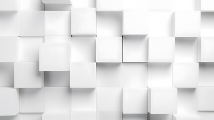 White cube boxes pattern wall background. Minimal trendy clean geometry banner.  - obrazy, fototapety, plakaty
