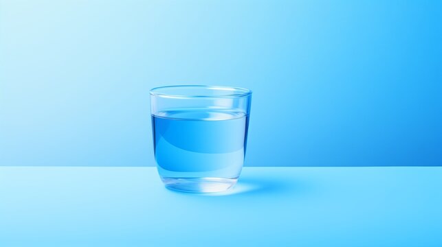 a cup of water against a blue background. Generative AI