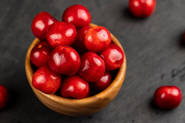 delicious picked and pure cherry berries with pits