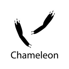 Chameleon paw print black isolate on white background .African animal vector illustration, wild animal doodle style for different design uses , book, banner , flayer or fabric pattern.