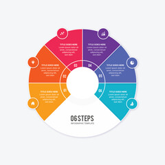 Circle Round Cycle Business Infographic Design Template with 6 Options