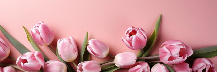 Bunch Tulips Stethoscope On Pink Background , Banner Image For Website, Background, Desktop Wallpaper