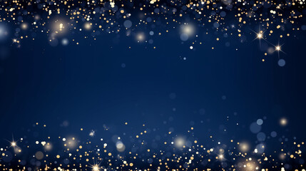 Magic night dark blue frame with sparkling glitter bokeh and light art created with Generative Ai