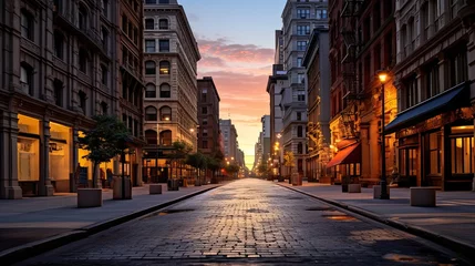 Cercles muraux Etats Unis Empty street at sunset time in SoHo district