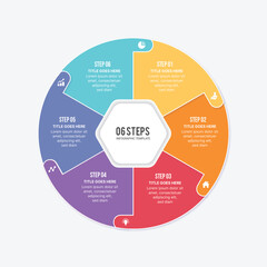 Circle Round Cycle Business Infographic Design Template with 6 Options
