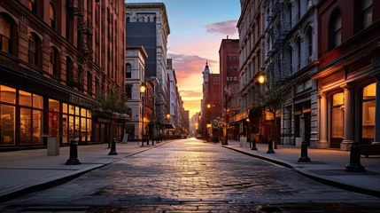 Fototapete Vereinigte Staaten Empty street at sunset time in SoHo district