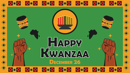 Kwanzaa vector banner design. Happy Kwanzaa modern minimal graphic poster illustration.