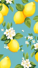 colorful wallpaper for your phone with lemons and flowers, desktop background