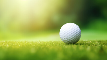 Fototapeta premium Golf ball on the green, generative ai