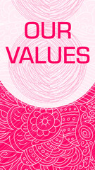 Our Values Pink Doodle Design Element Texture Background Vertical Text 