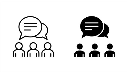 people talking icon set, bubble, speak, business group, vector illustration on white background