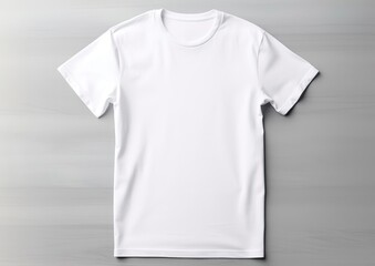Blank white t-shirt, top view, flat lay, mockup