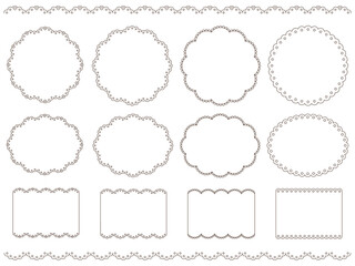 レース風フレームのベクターイラストセット