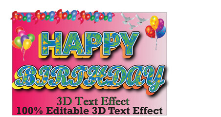Happy Birthday Editable 3D Text Effect 