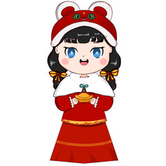 girl with lion dance suit