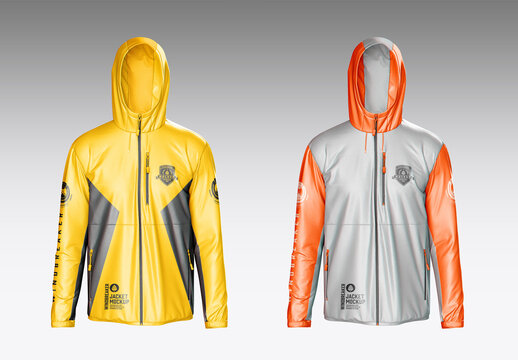 Hooded Windbreaker Jacket Mockup