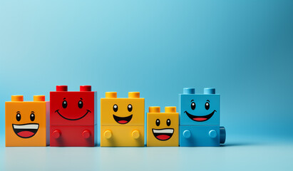 minimal lego block images, light blue background, free wallpapers created with Generative Ai - obrazy, fototapety, plakaty