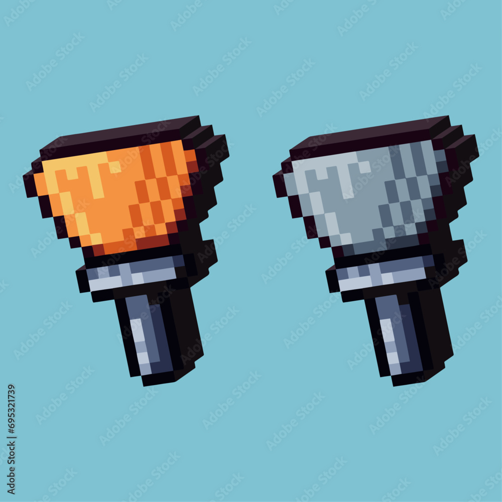 Poster isometric pixel art 3d of drawing brush icon for items asset. drawing brush icon on pixelated style.