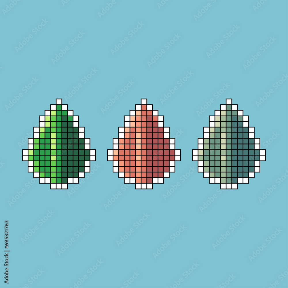 Fototapete pixel art stroke sets of leaf icon with variation color item asset. leaf icon on pixelated style. 8b