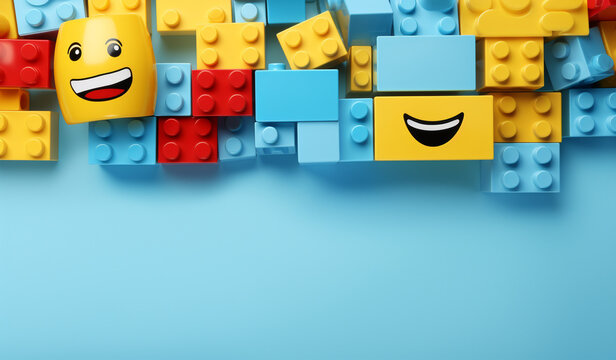 minimal lego block images, light blue background, free wallpapers created with Generative Ai