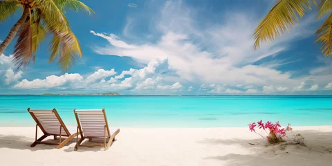 Photo sur Plexiglas Turquoise beach with palm trees