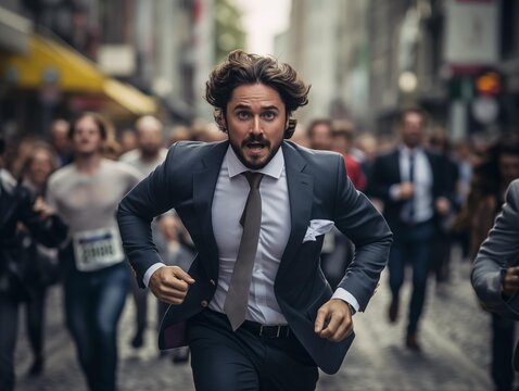 Businessman in Motion - A Race Against Time in the City